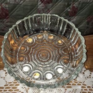 Anchor hocking, mid century, Vintage old Café pattern clear glass candy dish.